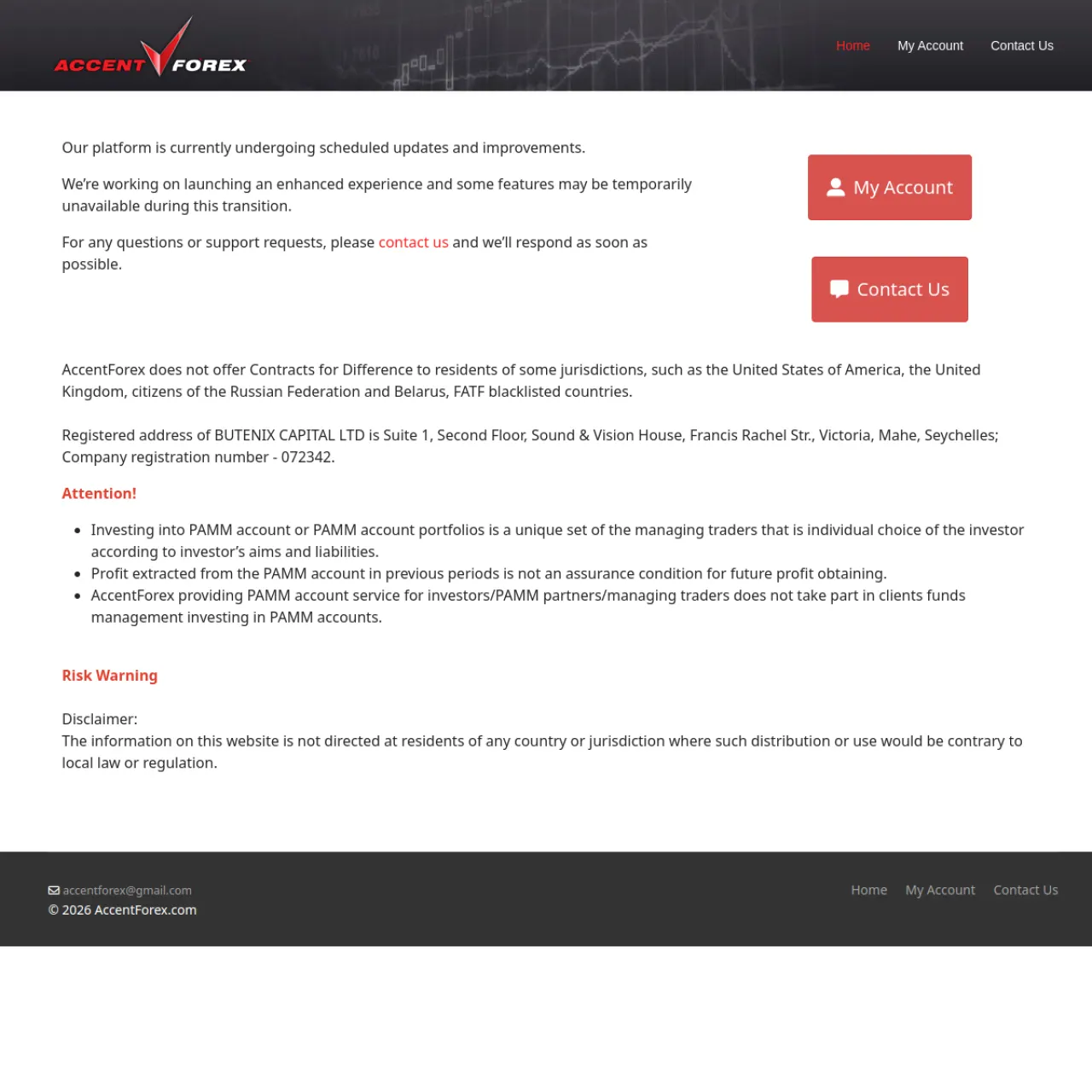 AccentForex website screenshot