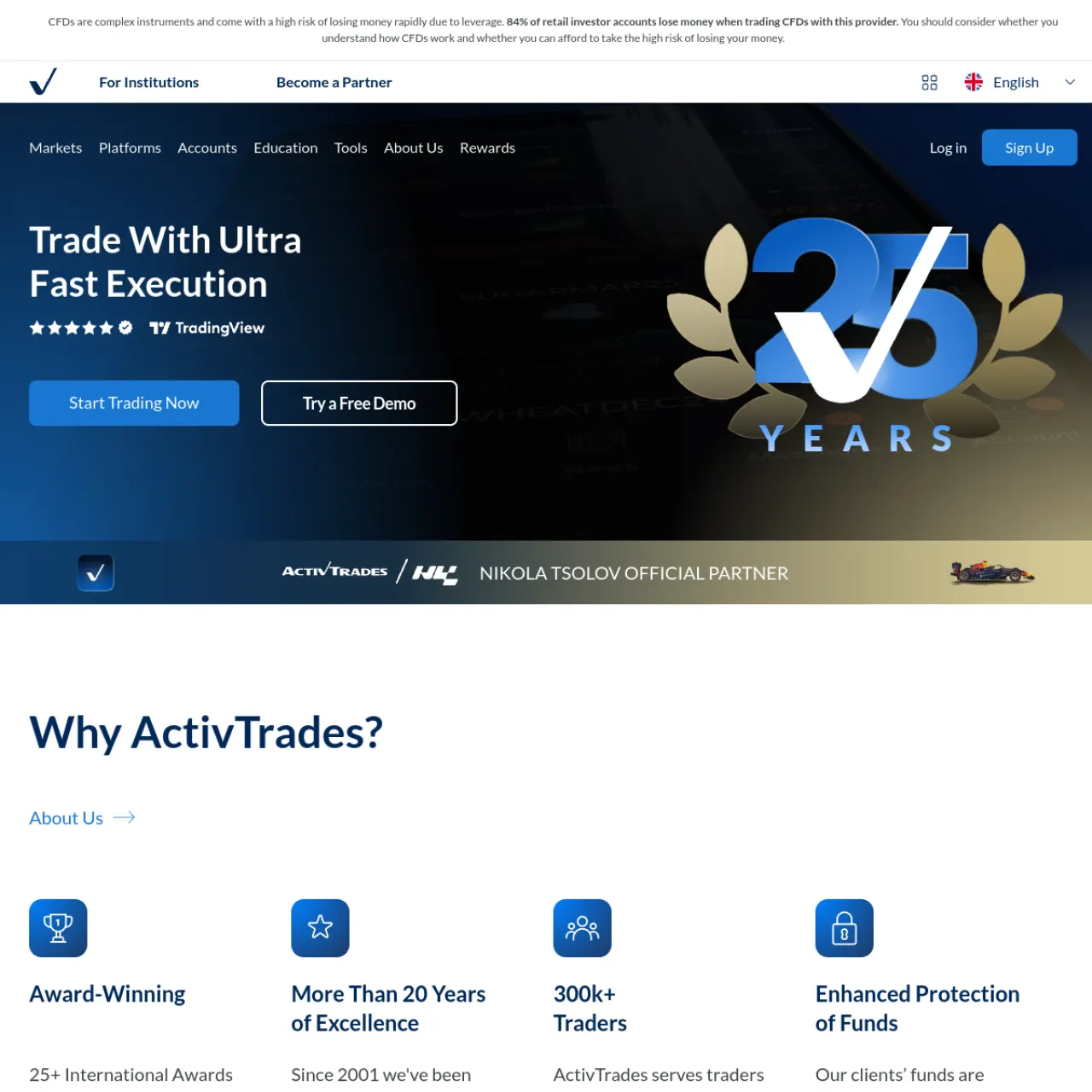 ActivTrades website screenshot