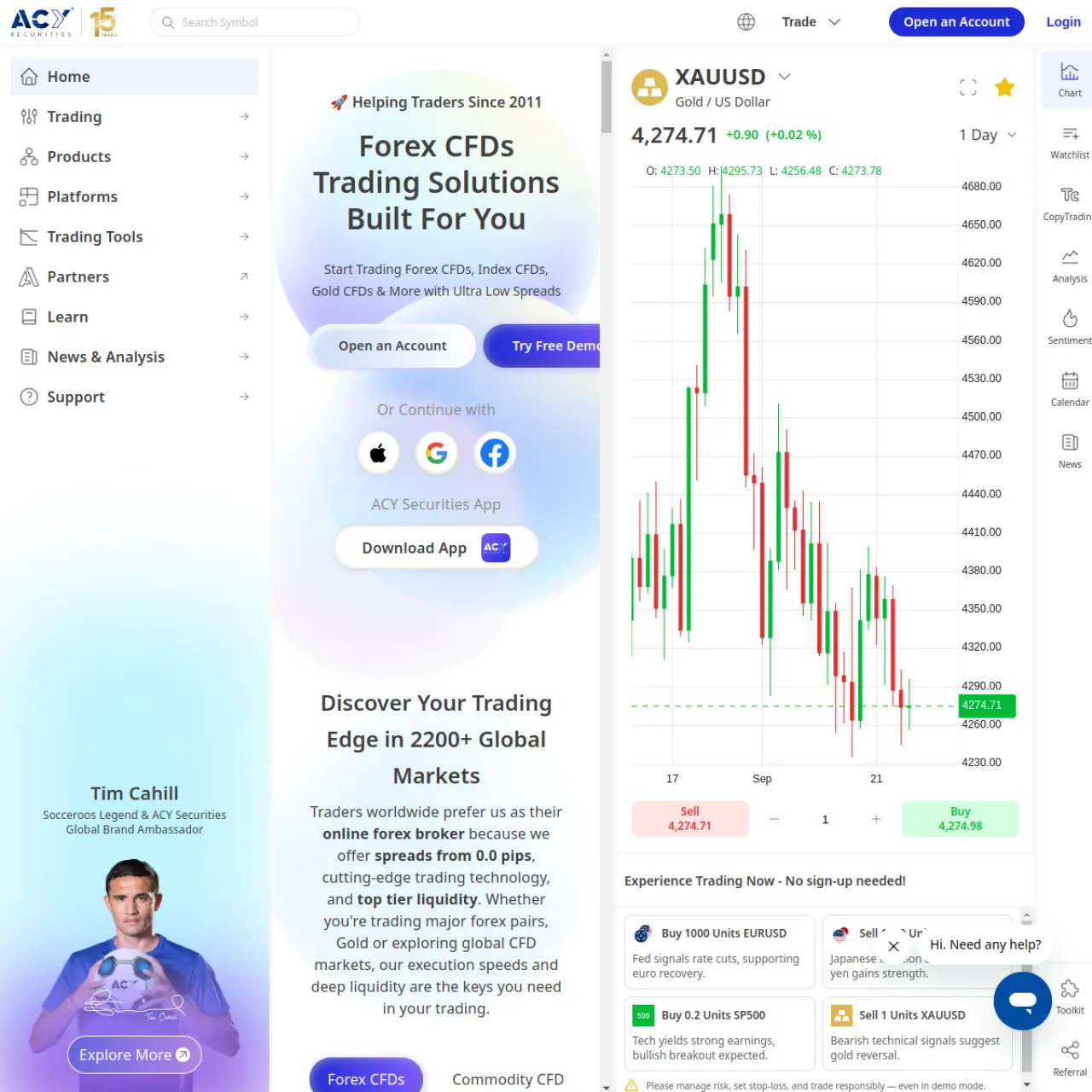 ACY Securities website screenshot