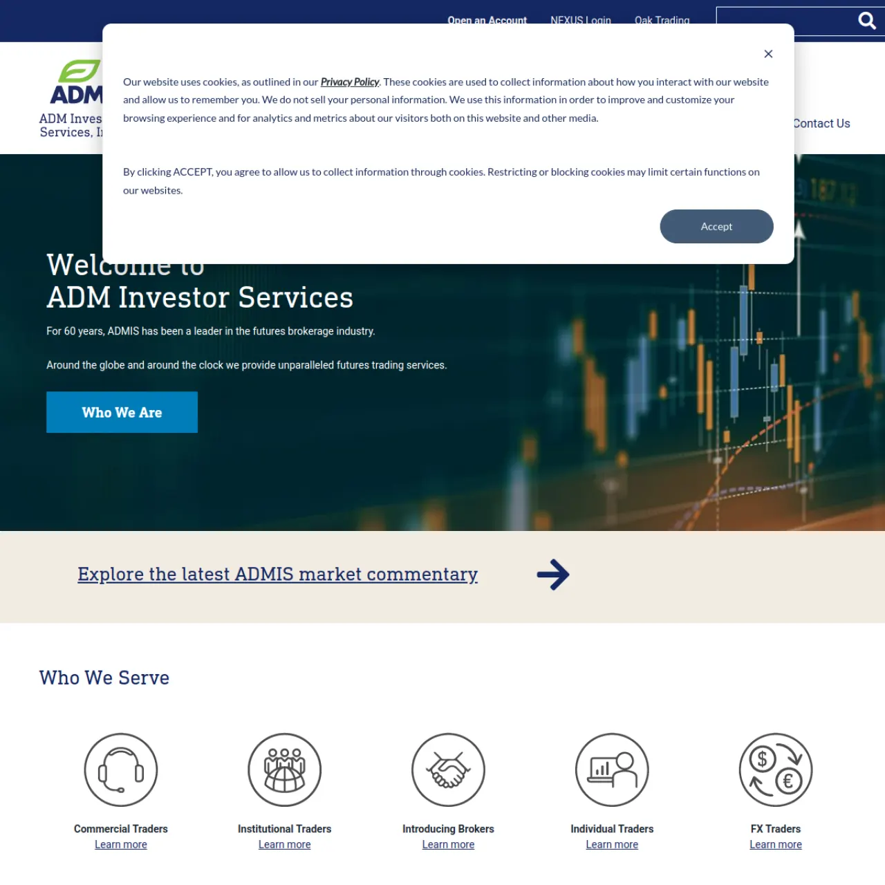 ADM Investor Services website screenshot