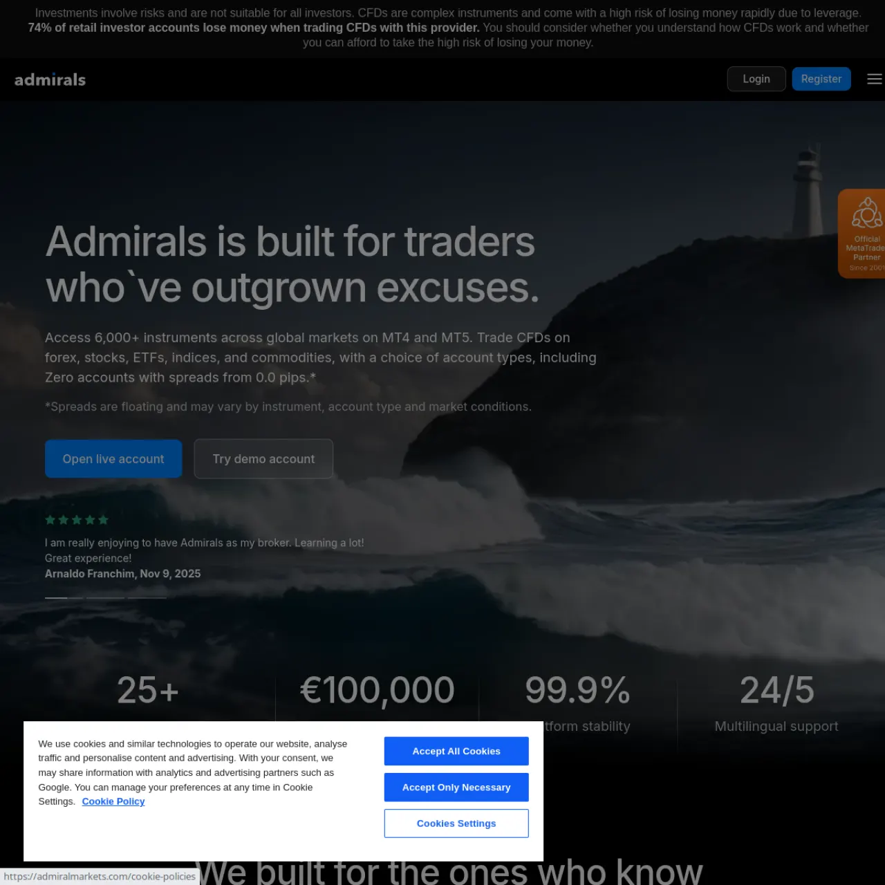 Admirals website screenshot