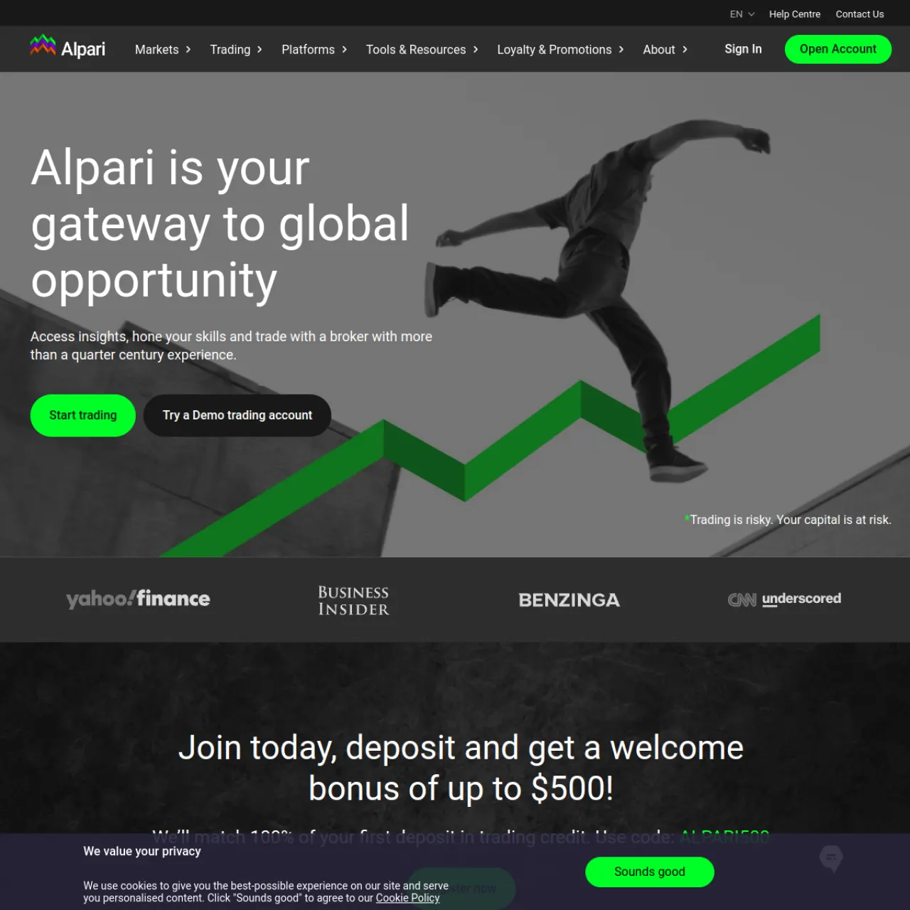 Alpari International website screenshot