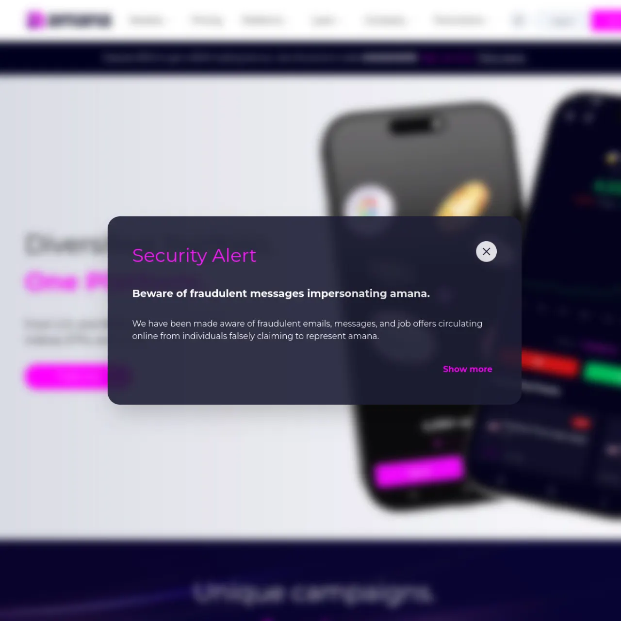 Amana Capital website screenshot