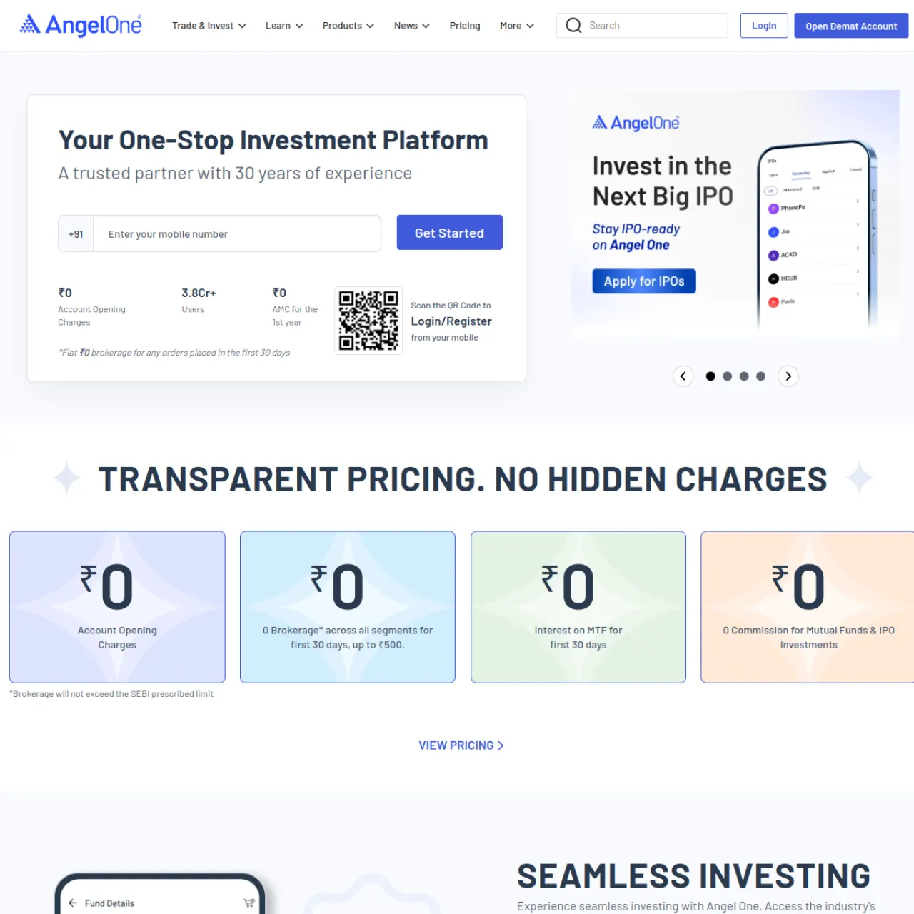 Angel One website screenshot