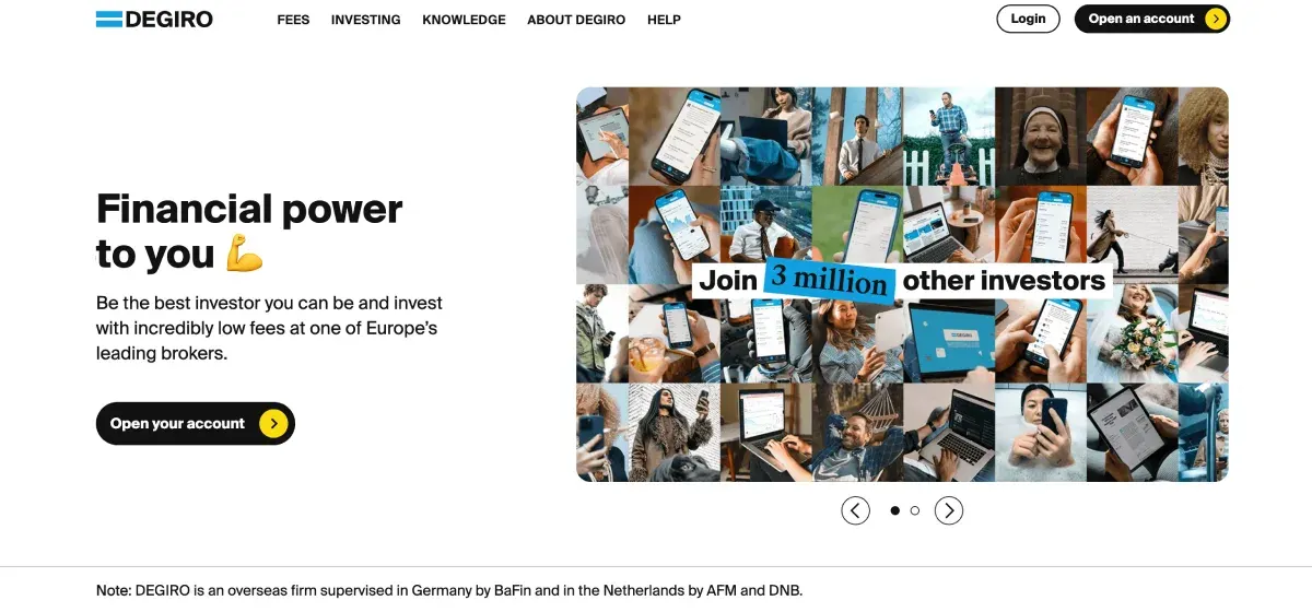 DEGIRO website screenshot
