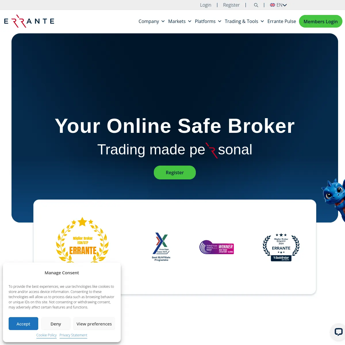 Errante website screenshot