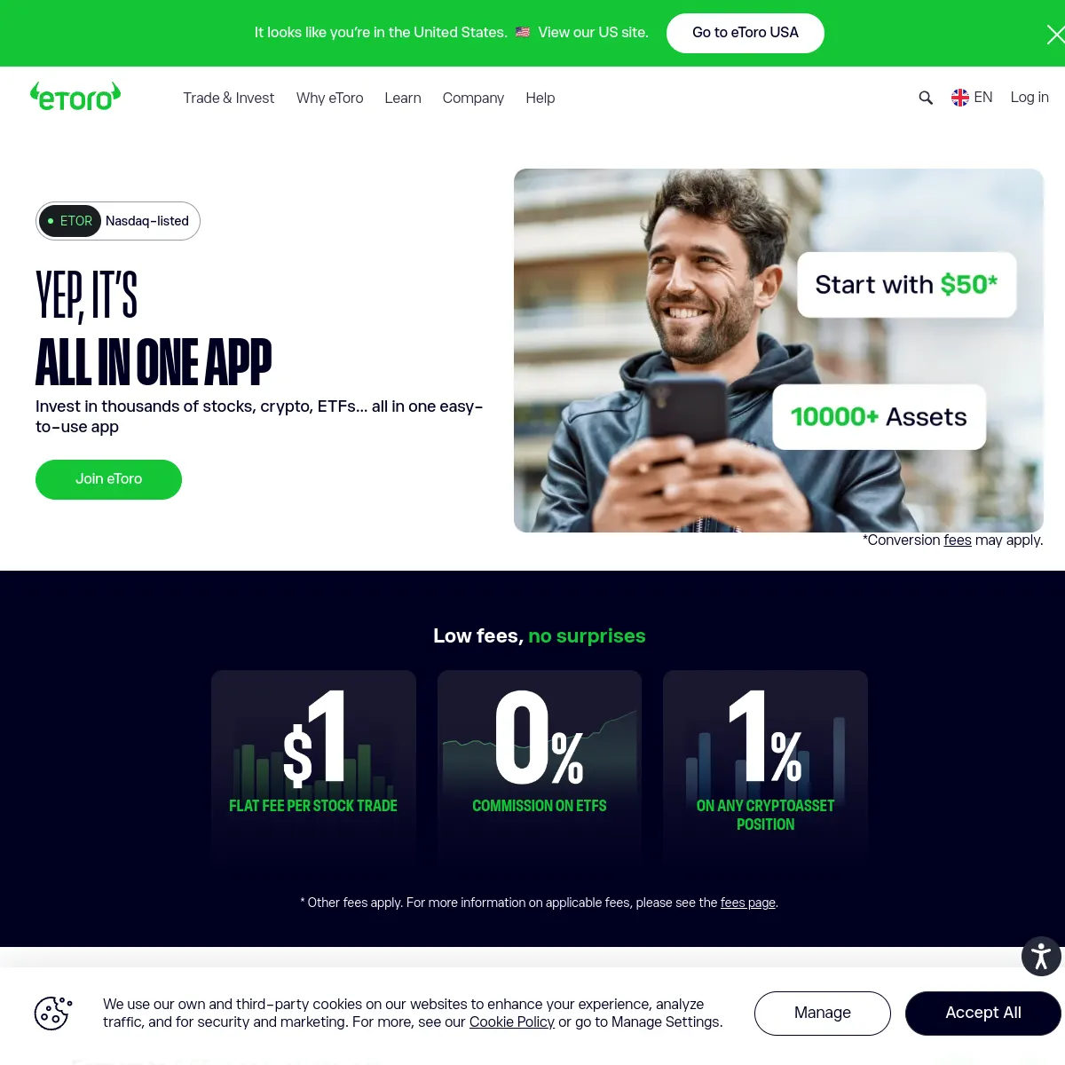 eToro broker website screenshot (May 26, 2026)