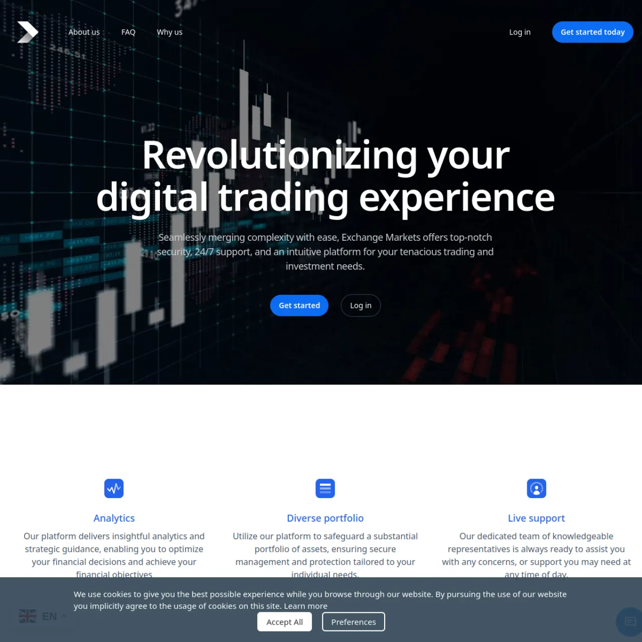 Exchange Markets website screenshot