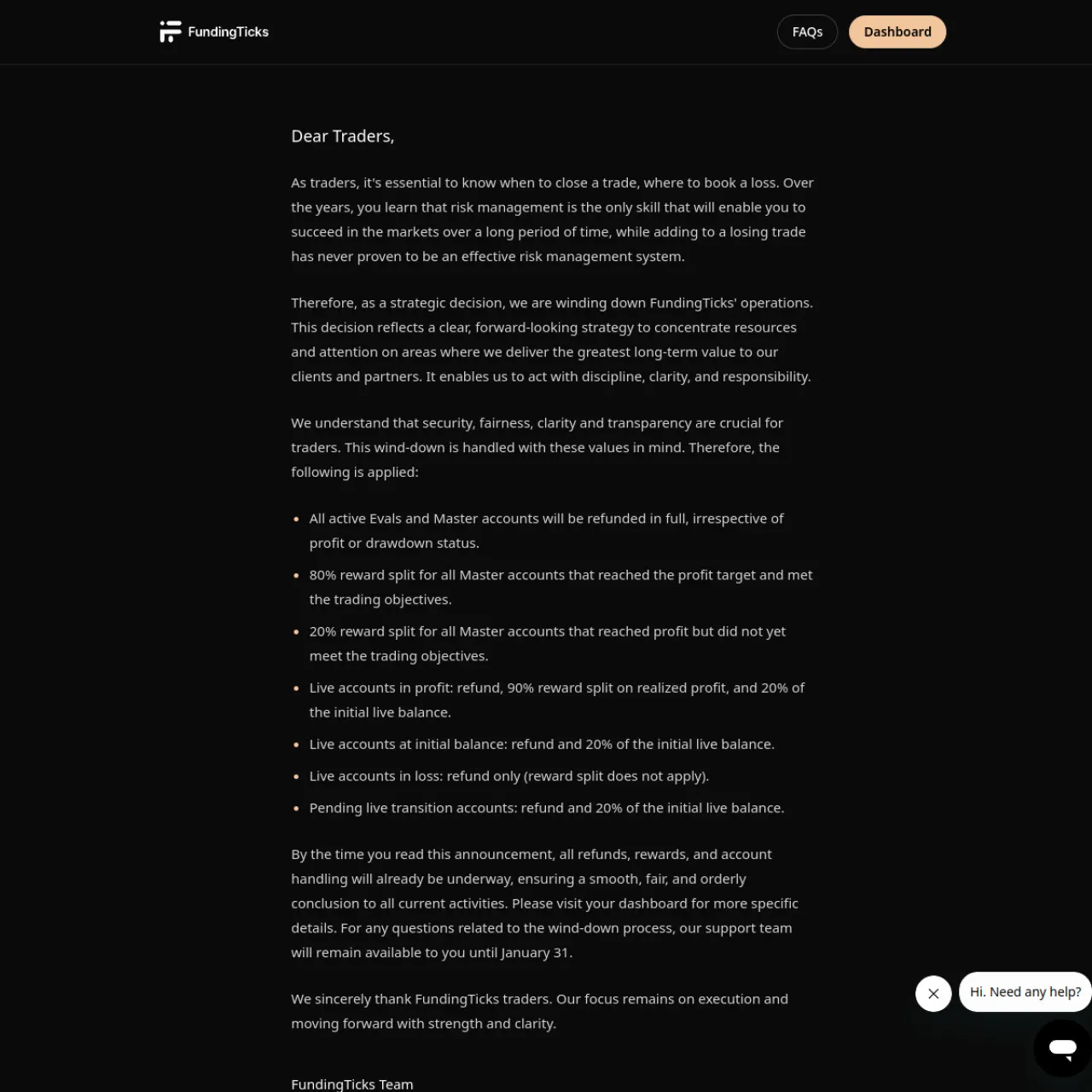FundingTicks broker website screenshot — May 24, 2026