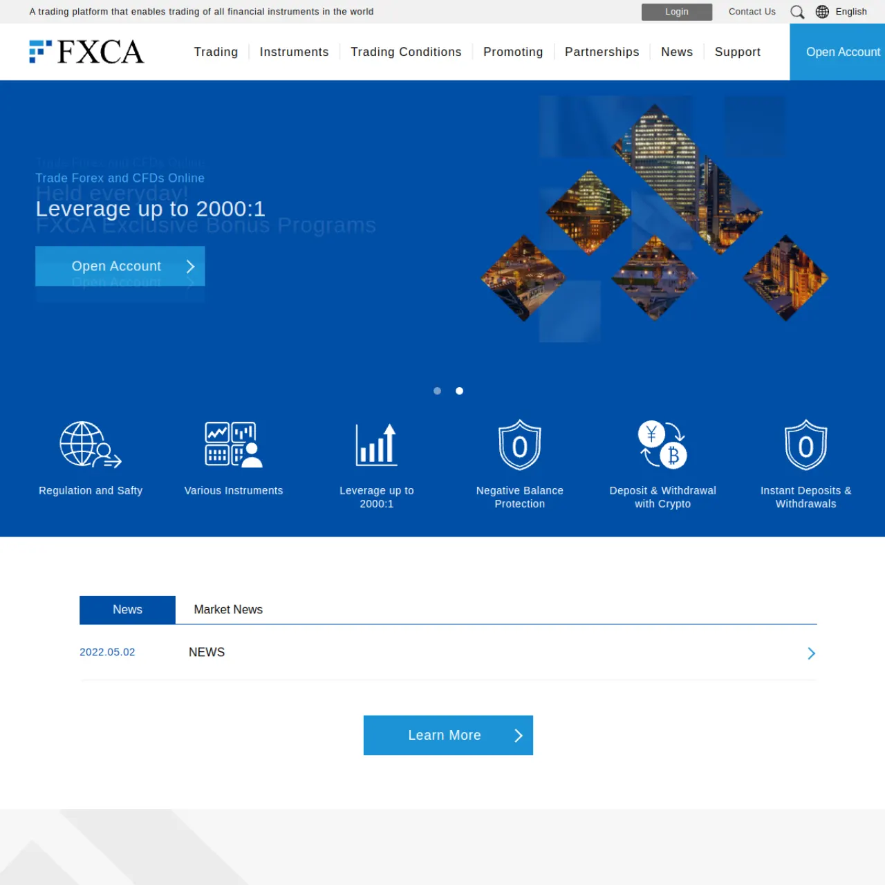 FXCA website screenshot