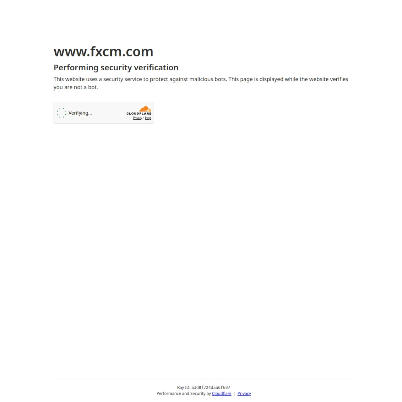 FXCM website screenshot