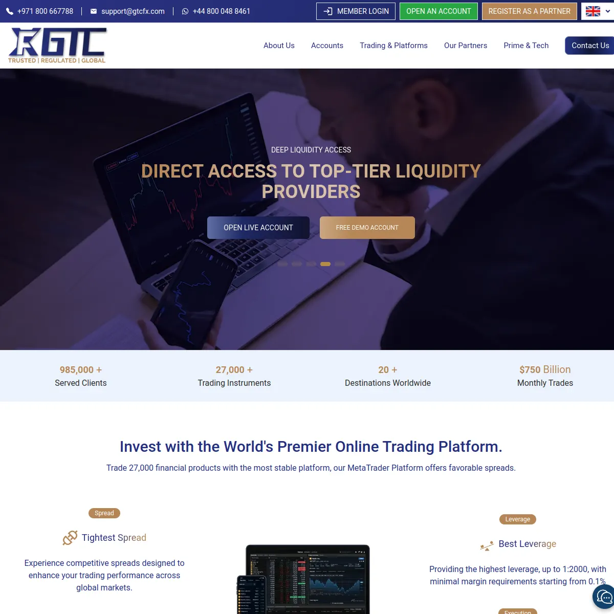 GTCFX broker website screenshot (May 30, 2026)