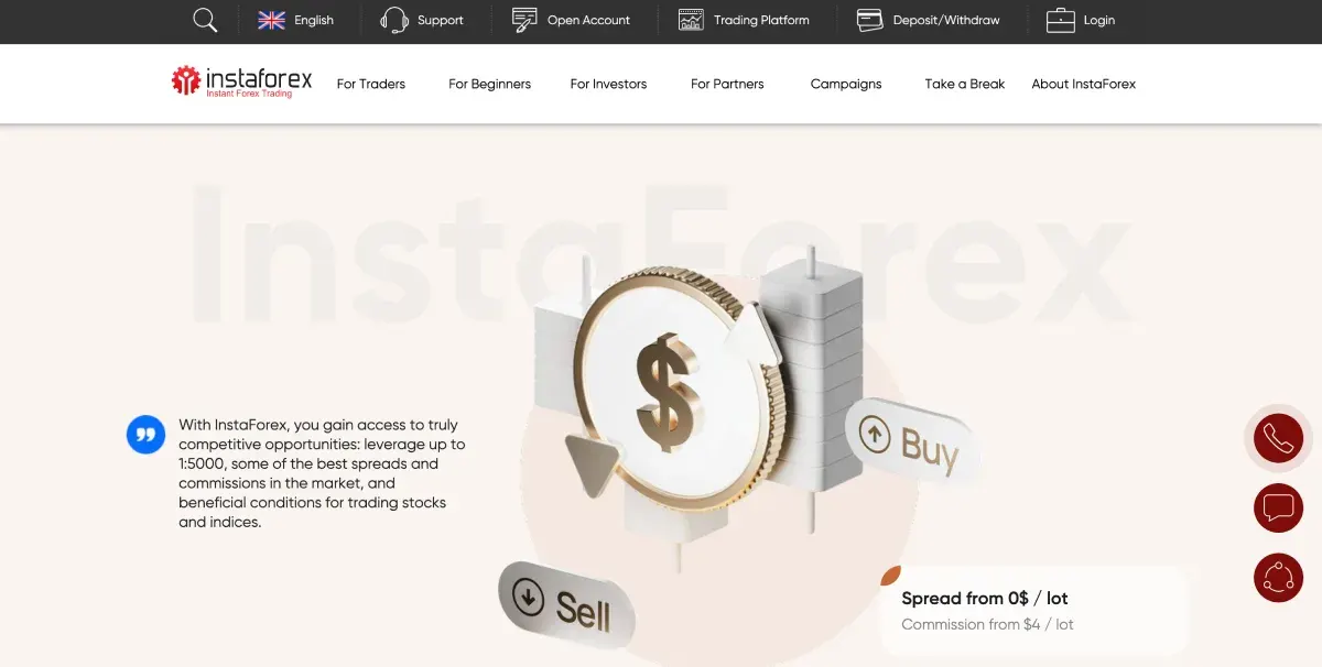 InstaForex website screenshot