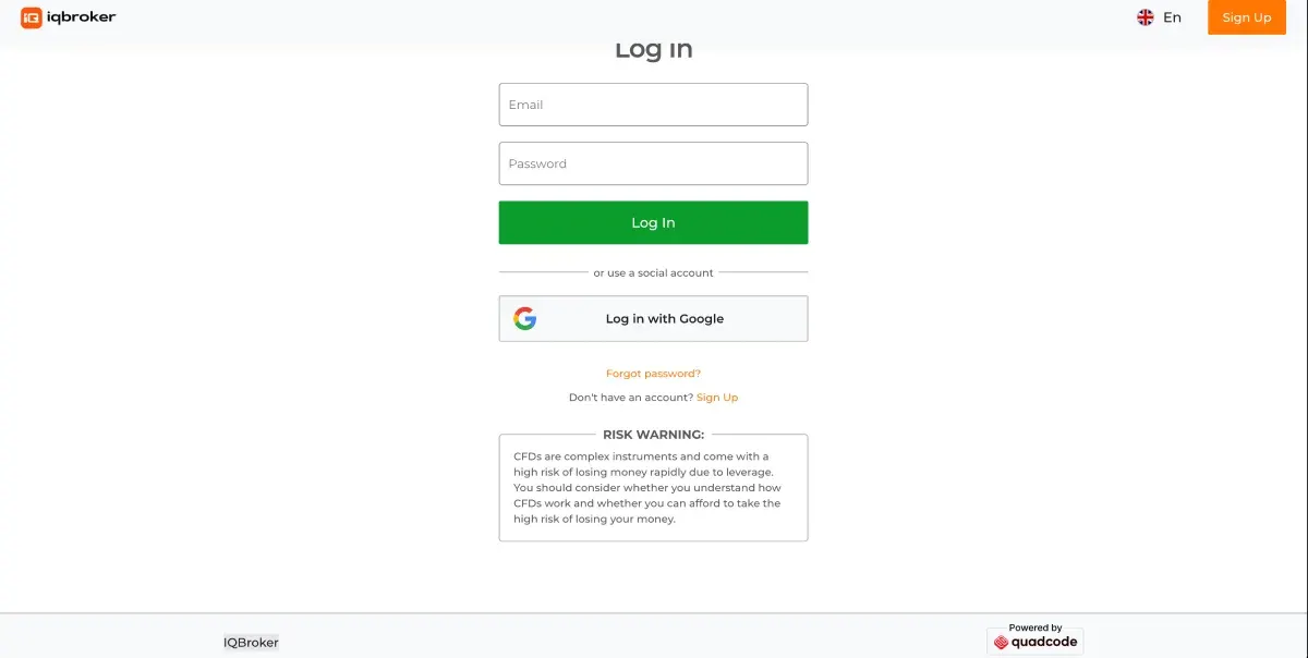 IQ Broker website screenshot