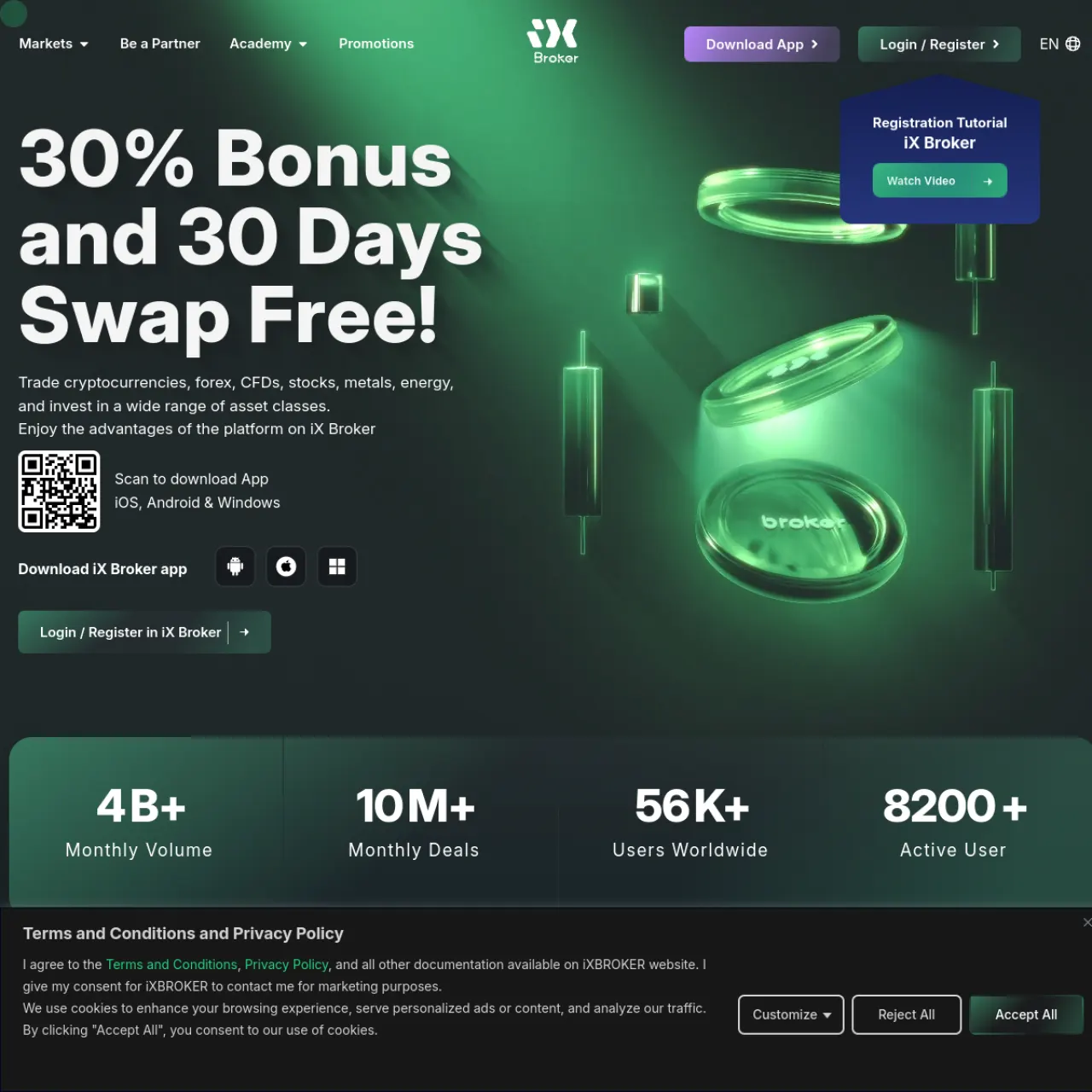 iX Broker website screenshot