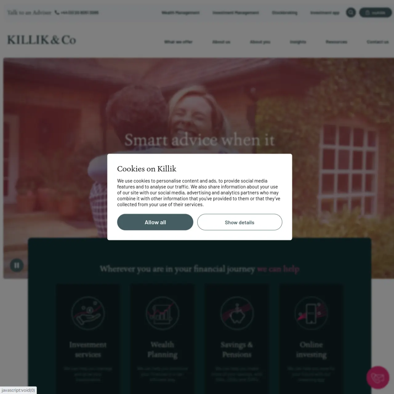 Killik & Co website screenshot