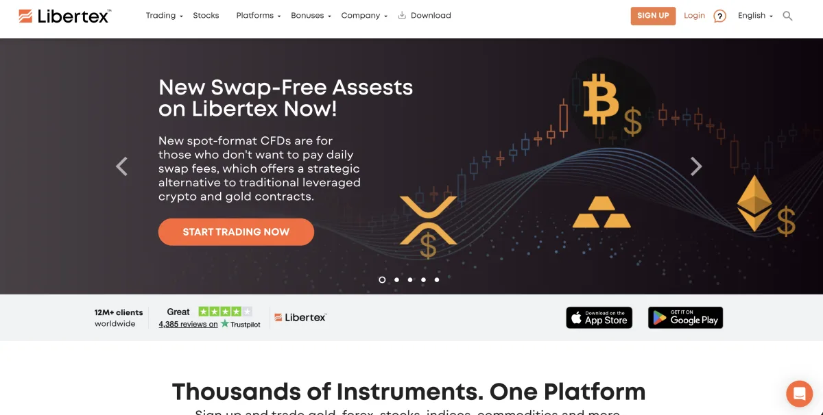 Libertex website screenshot