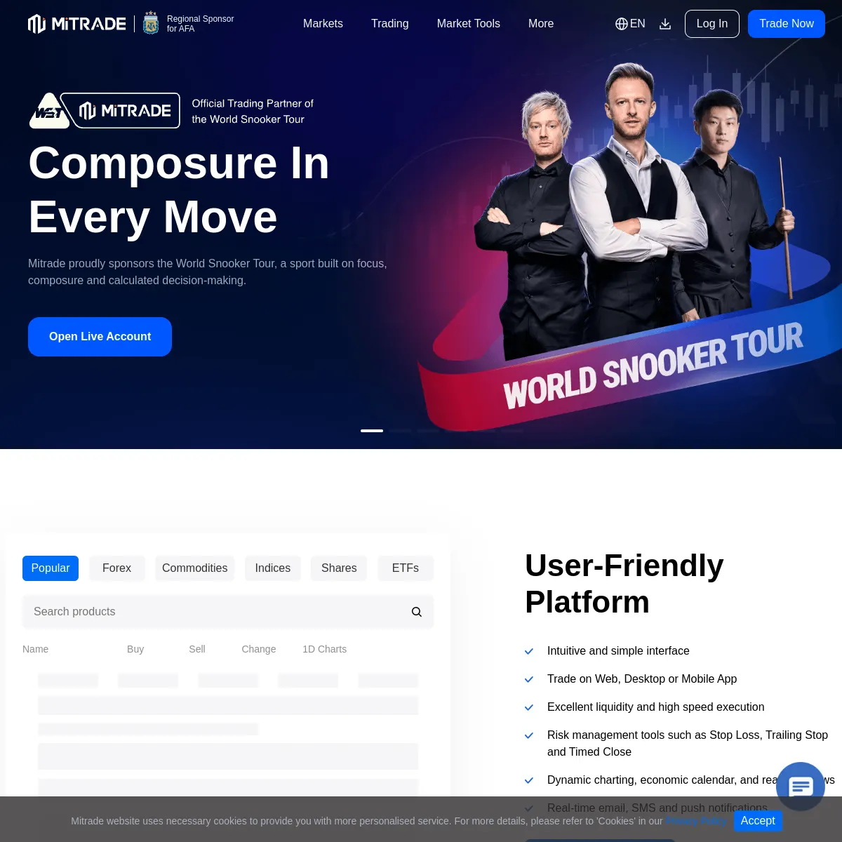Mitrade website screenshot