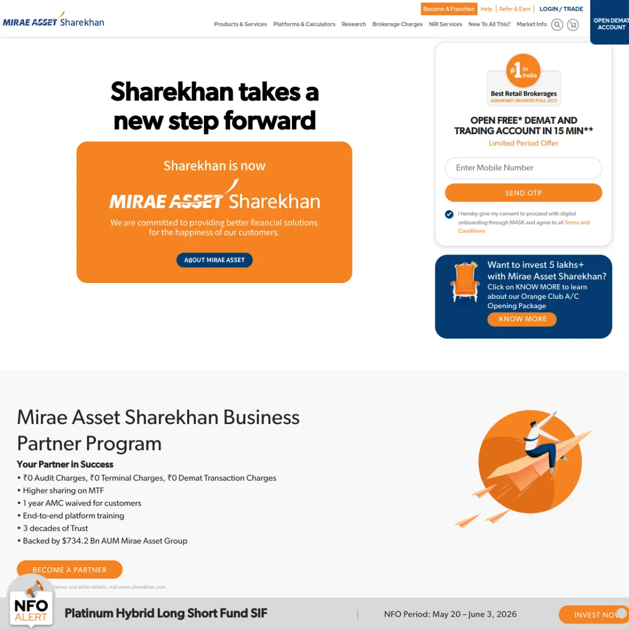 Sharekhan broker website screenshot (May 26, 2026)