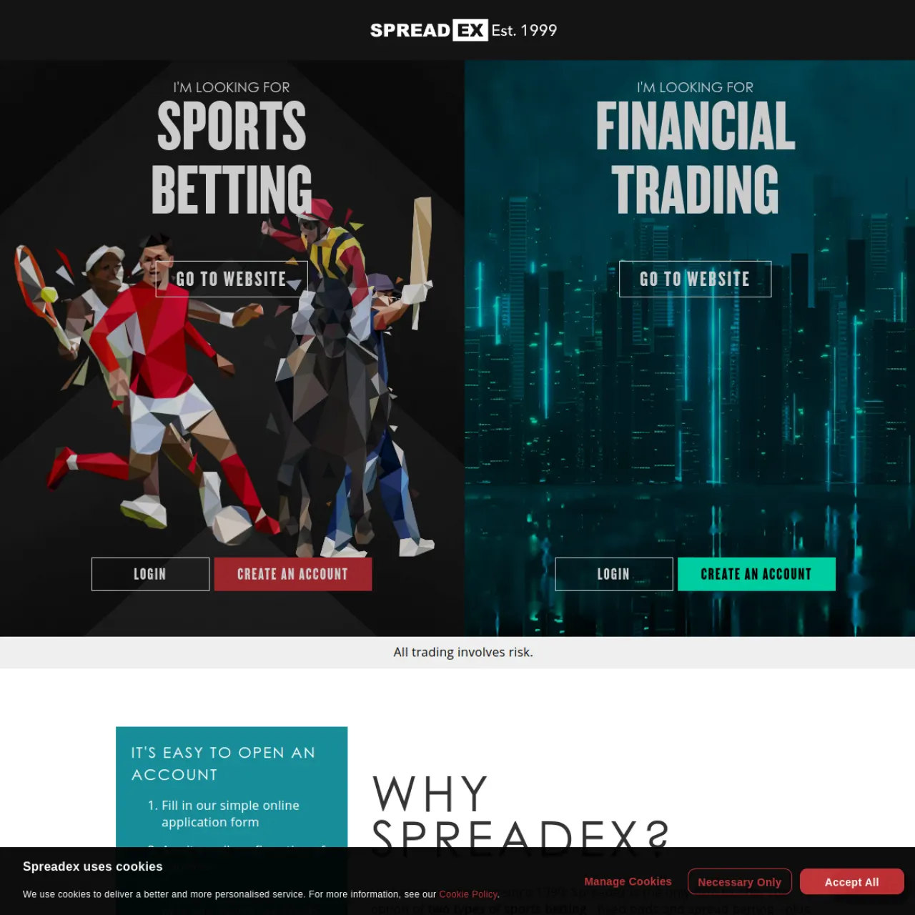 Spreadex broker website screenshot (June 29, 2026)