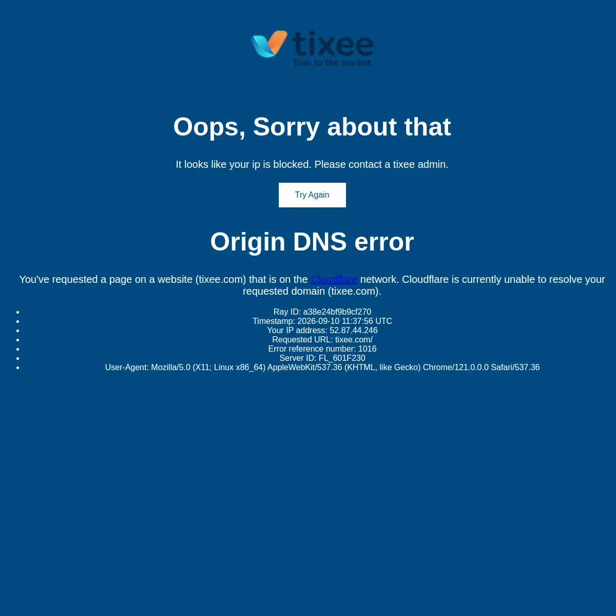 Tixee website screenshot