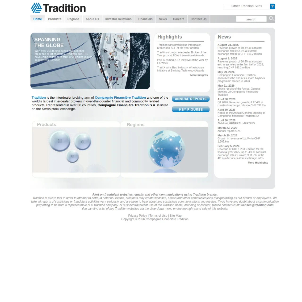 Tradition website screenshot