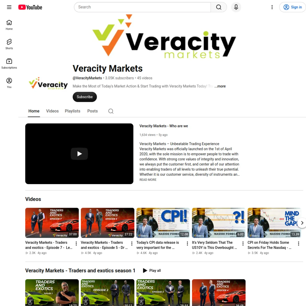 Veracity Markets website screenshot