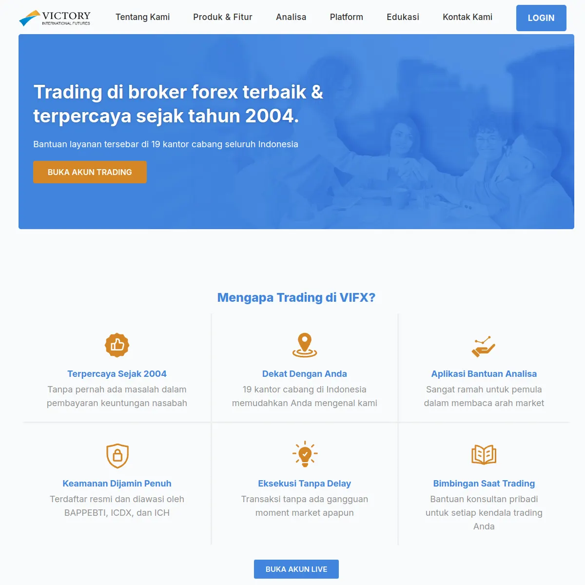 Victory International Futures website screenshot