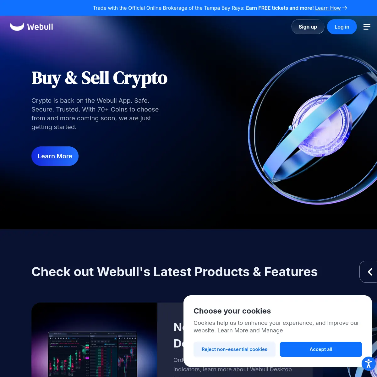 Webull broker website screenshot (May 19, 2026)