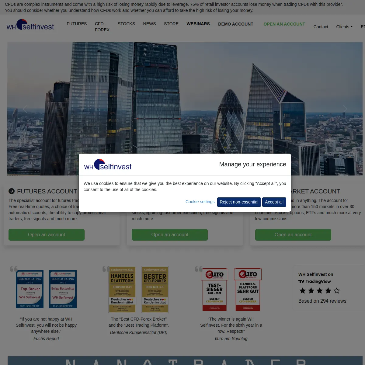 WH SelfInvest website screenshot