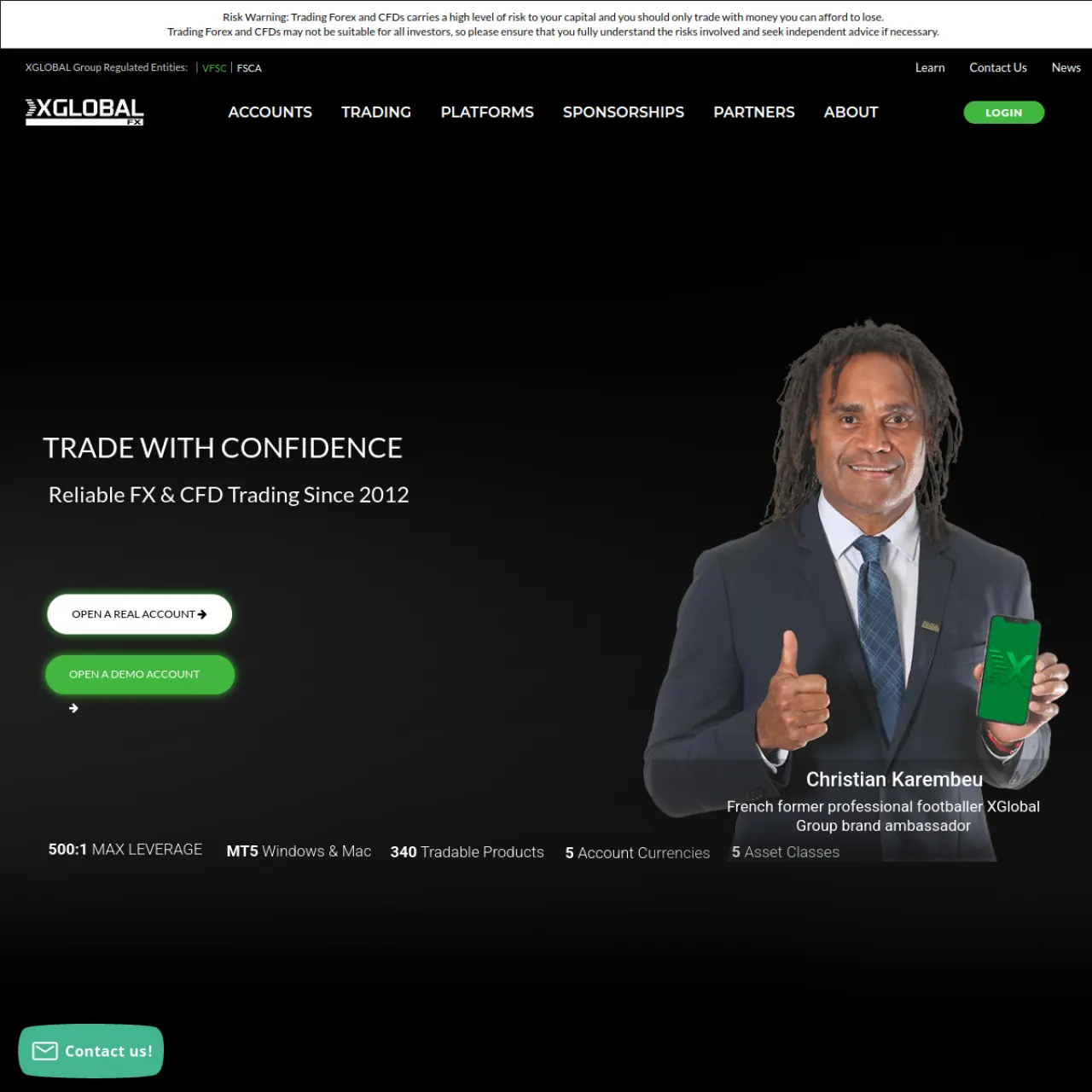 XGLOBAL FX website screenshot