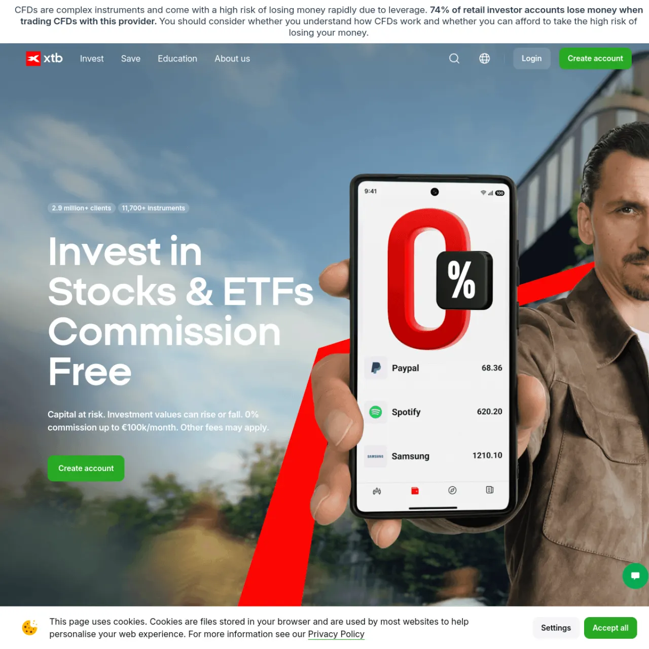 XTB website screenshot