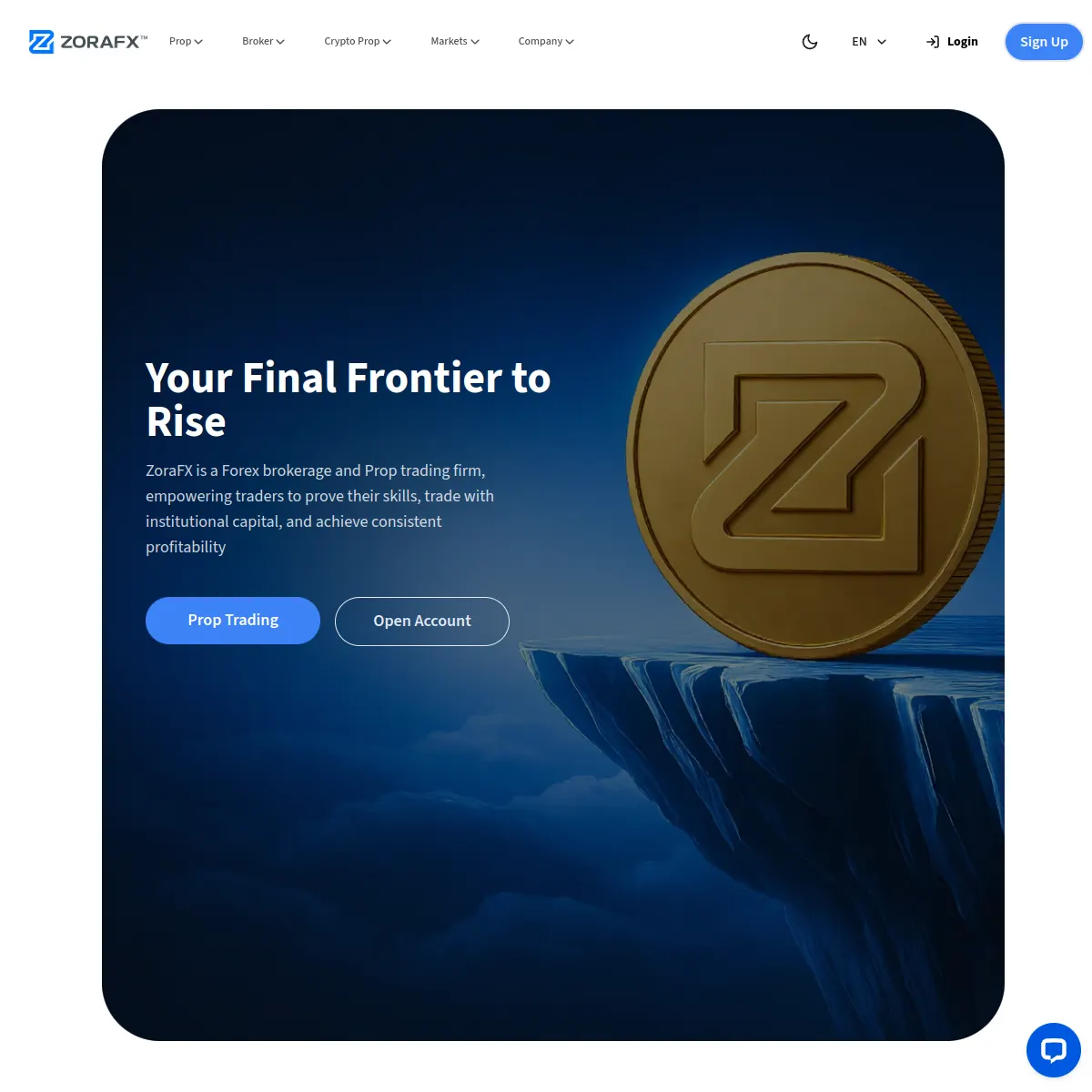 ZoraFX broker website screenshot (May 19, 2026)